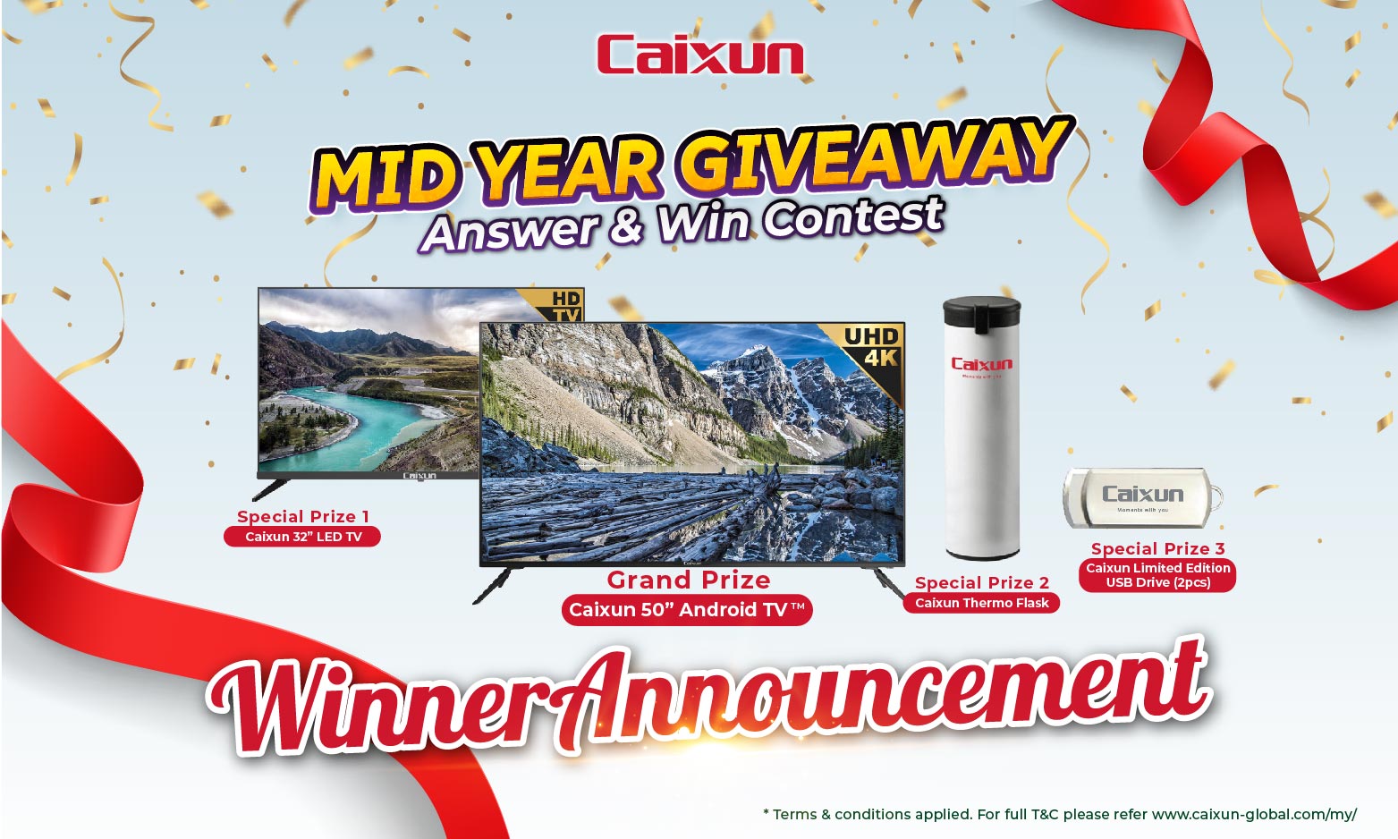 Caixun Malaysia Mid-Year Giveaway Campaign 2022: Winner Announcement